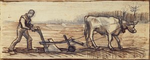 Beim Pflügen, aus einer Serie von vier Zeichnungen, die die vier Jahreszeiten darstellen von Vincent van Gogh